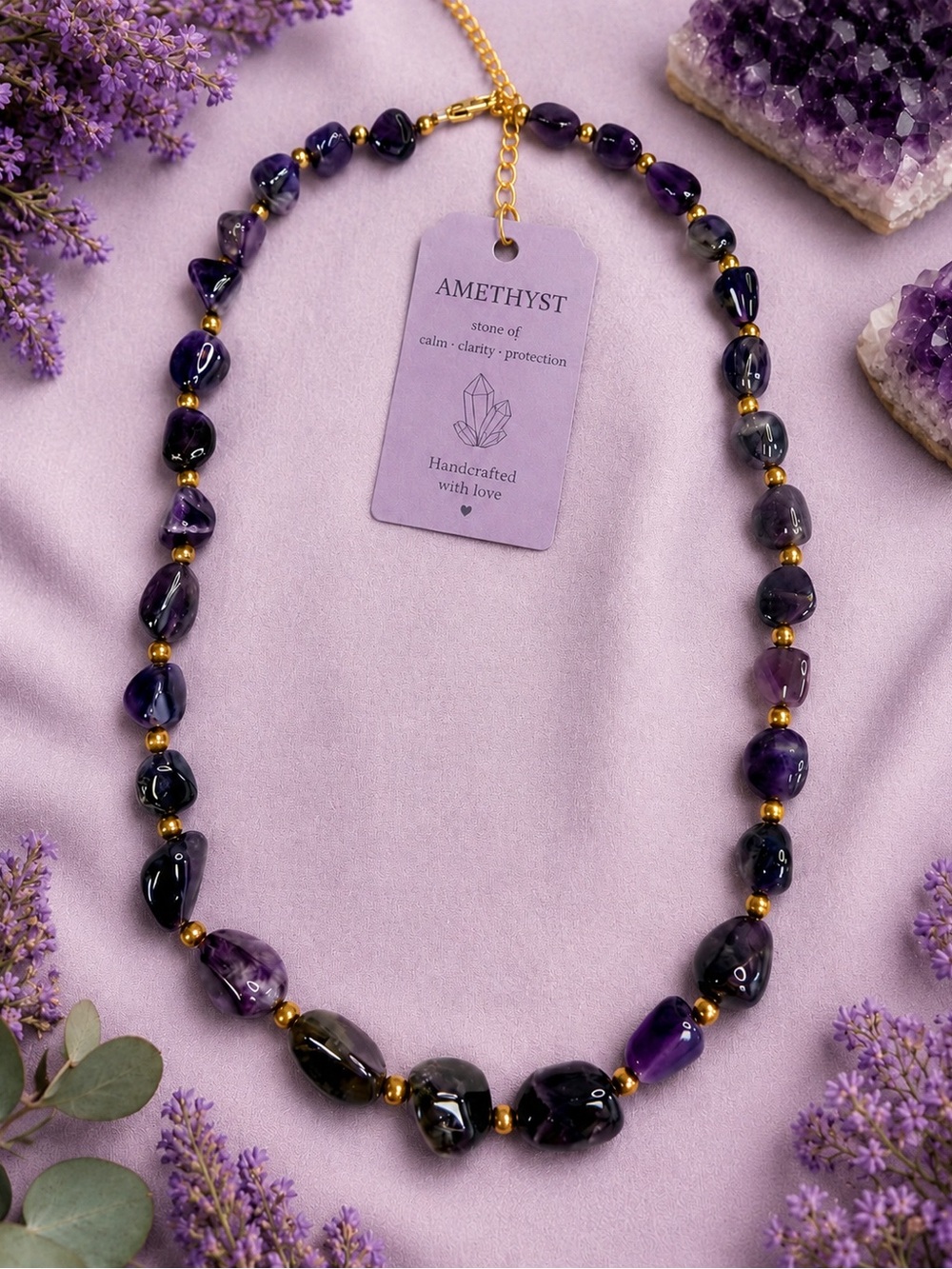 STAUER 200-Carat Luscco Amethyst Necklace with Gold Accents - Women Jewelry